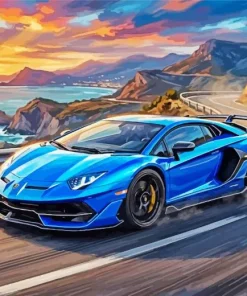 Blue Lamborghini Paint By Numbers