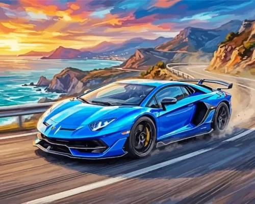 Blue Lamborghini Paint By Numbers 