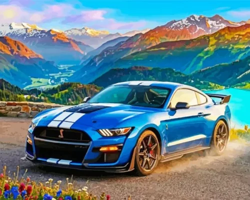 Blue Ford GT500 Car Paint By Numbers 