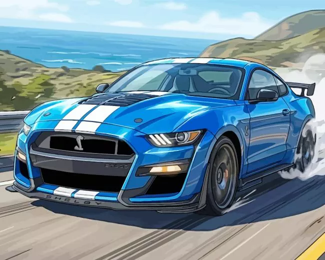 Blue ford GT500 paint by numbers Blue Ford GT500 Paint By Numbers