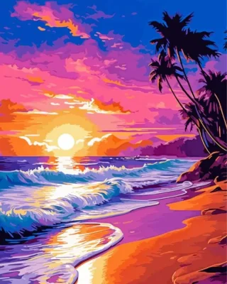 Cresting Twilight Waves Paint By Numbers