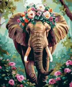 Flower Crowned Elephant Paint By Numbers