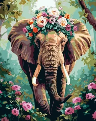 Flower Crowned Elephant Paint By Numbers