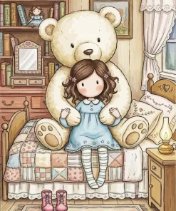 Gorjuss Girl And Teddy Bear Paint By Numbers