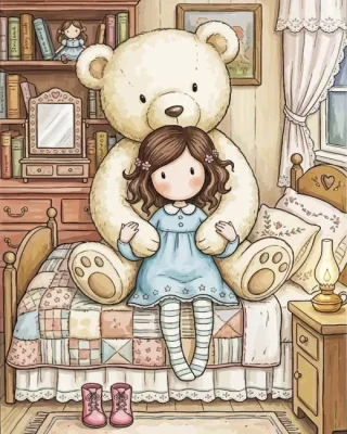Gorjuss Girl And Teddy Bear Paint By Numbers