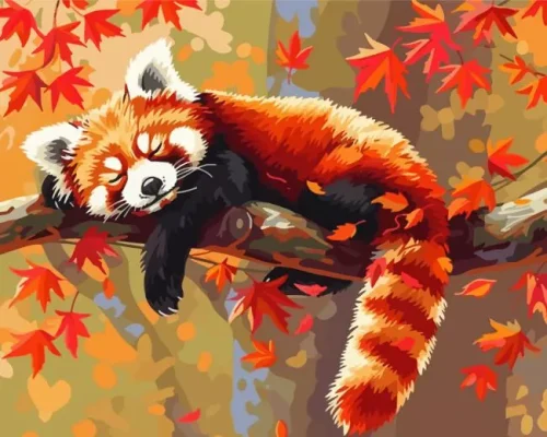Relaxed Red Panda Paint By Numbers