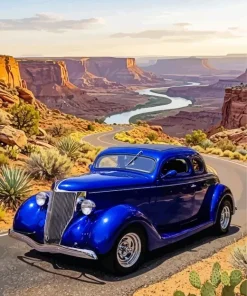 Blue Vintage Car Paint By Numbers