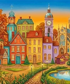 Colorful Buildings Paint By Numbers