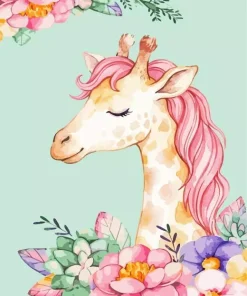 Floral Cute Giraffe Paint By Numbers
