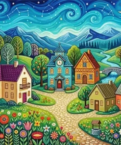 Garden And Houses Paint By Numbers