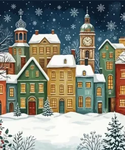 Snowy Night Paint By Numbers