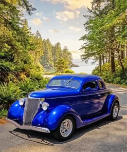 Vintage Blue Car Paint By Numbers