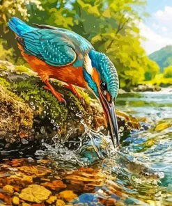Bird Catching A Fish Paint By Numbers