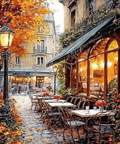 Coffee Shop In Autumn Paint By Numbers