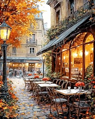 Coffee Shop In Autumn Paint By Numbers