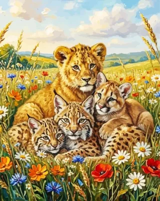 Cubs In Bloom Paint By Numbers
