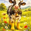 Cute Farm Cow Paint By Numbers