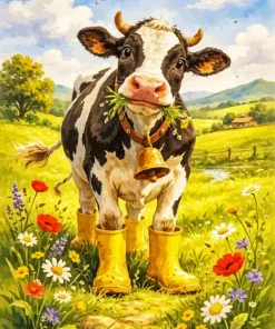 Cute Farm Cow Paint By Numbers