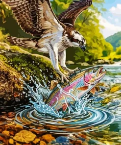 Kingfisher Catching A Fish Paint By Numbers