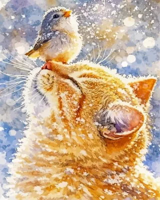 Cat And Bird Paint By Numbers 