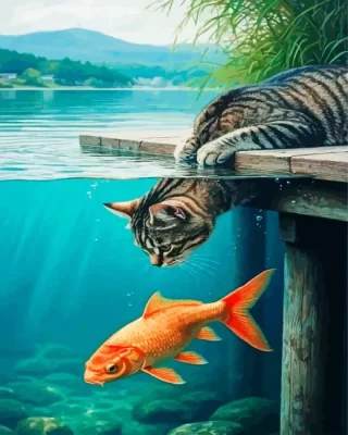 Cat And Fish Paint By Numbers
