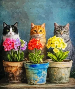 Cat And Flowers Paint By Numbers