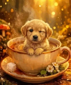 Little Pup in a Cup Paint By Numbers