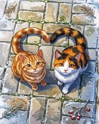 Cute Heart Cat Paint By Numbers 