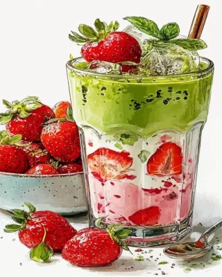 Matcha Smoothie Paint By Numbers 