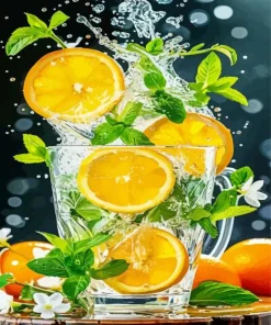 Orange Mint Water Paint By Numbers