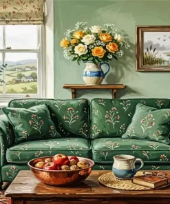 Vintage Green Couch Paint By Numbers