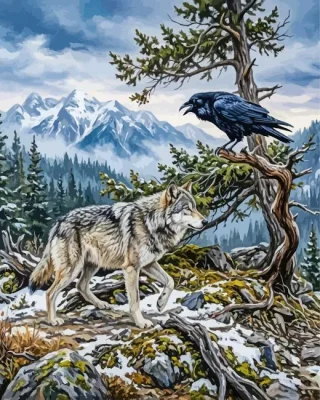 Wolf And Raven Paint By Numbers