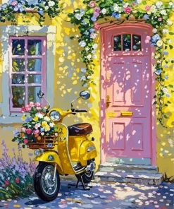 Yellow Motorcycle Paint By Numbers