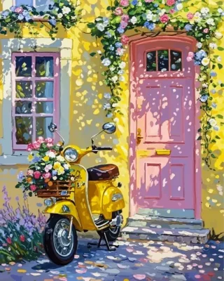 Yellow Motorcycle Paint By Numbers 