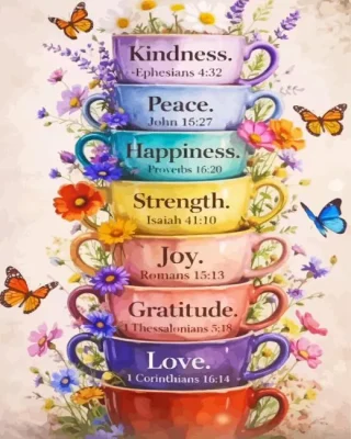 Cups And Butterflies Paint By Numbers 