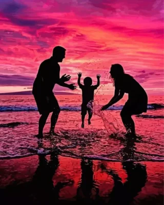 Family Having Fun Paint By Numbers 