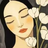 Lady And Flowers Paint By Numbers