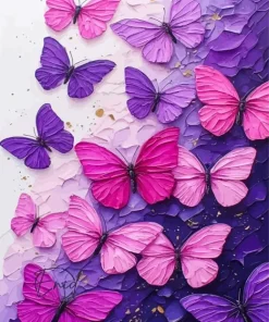 Pink And Purple Butterflies Paint By Numbers