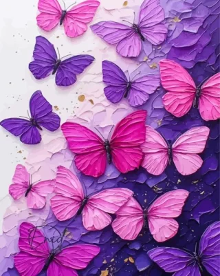 Pink And Purple Butterflies Paint By Numbers 