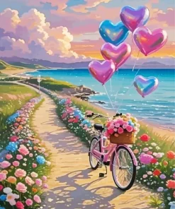 Pink Bicycle Paint By Numbers
