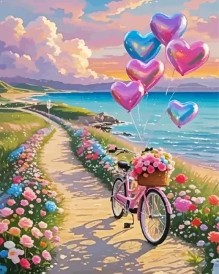 Pink Bicycle Paint By Numbers