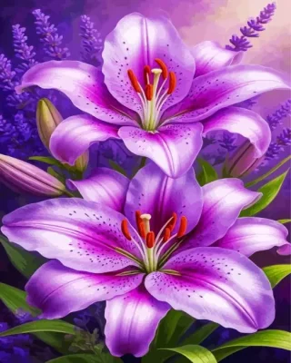 Purple Flowers Paint By Numbers 