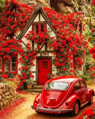 Red Classic Car Paint By Numbers 