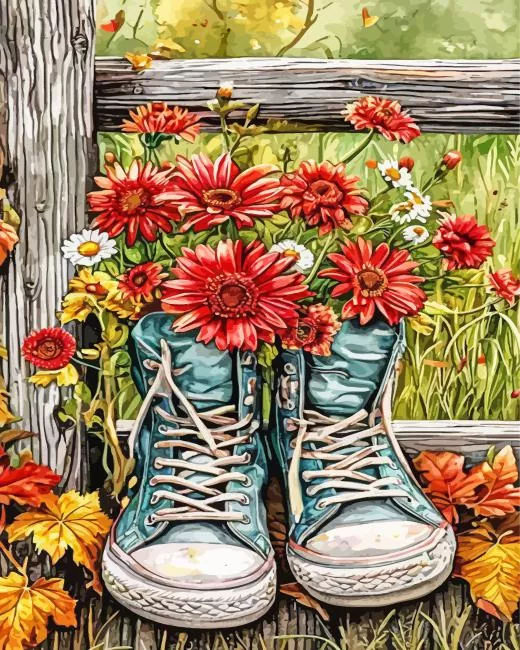 shoes and flowers paint by numbers Shoes And Flowers Paint By Numbers