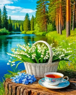 White Flowers Paint By Numbers