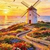 Windmill Sunset Paint By Numbers