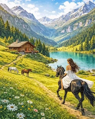 Woman And Horse Paint By Numbers 