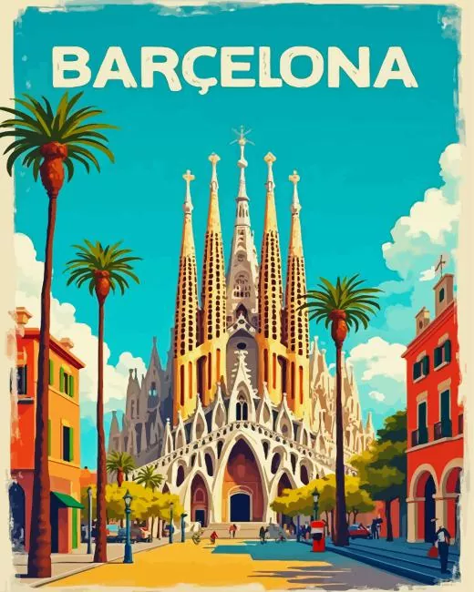 Barcelona paint by numbers Barcelona Poster Paint By Numbers