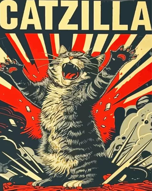 Catzilla paint by number Catzilla Art Paint By Numbers