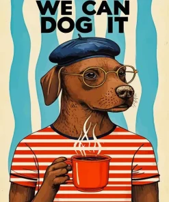 Dog Drinking Coffee Paint By Numbers